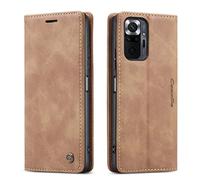 mvced Coque Compatible Avec Redmi Note 10 Pro/Note 10 Pro MAX,Antigolpes, Housse en Cuir Premium Flip Case Wallet Etui,café