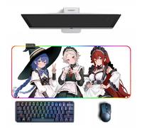 MVCRINVT Alfombrilla de mouse RGB de anime para juegos, goma grande, 400 mm x 900 mm x 4 mm, 14 modos de luz, superficie de tela de licra, base antideslizante, diseño Mushoku Tensei