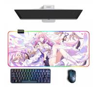 MVCRINVT Anime Alfombrilla de ratón Honkai Impact 3rd Alfombrilla de ratón RGB de Anime con Diferentes Modos de iluminación Alfombrillas de ratón de Goma Grandes