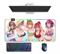 MVCRINVT Anime Alfombrilla de ratón The Quintessential Quintuplets Alfombrilla de ratón RGB de Anime con Diferentes Modos de iluminación Alfombrillas de ratón de Goma Grandes