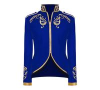 MVFEUIJ Disfraz de príncipe para hombre, abrigo steampunk, chaqueta blazer gótica, ropa retro victoriana medieval, disfraz de Halloween (azul, M)