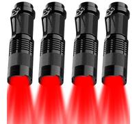 MVIOCS Linterna de luz roja, luz LED roja, potentes linternas LED rojas con clip para caza, astronomía, observación nocturna y actividades al aire libre (4 piezas)