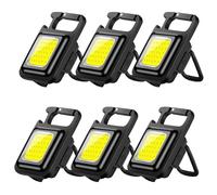 MVIOCS Linterna LED recargable potentes, paquete de 6, 1500 lúmenes, mini llavero COB de luz, llavero EDC con base magnética, llavero impermeable para emergencias, camping y al aire libre