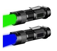 MVIOCS Paquete de 2 linternas LED, mini linterna roja, verde y azul, linterna LED con 3 modos, luz impermeable con zoom para camping, al aire libre, astronomía nocturna (azul y verde)