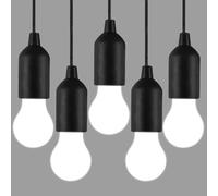MVIOCS Paquete de 5 bombillas LED con cable, lámpara de tienda de campaña que funciona con pilas, linterna portátil para colgar en el hogar, boda, emergencia, camping, jardín, fiestas, iluminación de