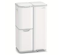 MVm de basura de acero inoxidable de 60L | triple: pedal + cajón + botón | de cierre silencioso y bloqueo de olores | 3 cubos interiores extraíbles para reciclaje | para hogar, cocina y oficina