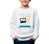 MVO Sudadera Personalizable sin Capucha para niños · con tu Foto y/o Textos · A Todo Color · Unisex · Impresión DTG o DTF · Diseña tu Sudadera Personalizada · Niño y niña (5-6, Blanco)