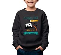 MVO Sudadera Personalizable sin Capucha para niños · con tu Foto y/o Textos · A Todo Color · Unisex · Impresión DTG o DTF · Diseña tu Sudadera Personalizada · Niño y niña (7-8, Negro)