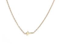 MVOLEGDE Cadena de cruz dorada, minimalista horizontal, cadena de cruz dorada, cadena de oro, cadena de oro moderna, cadena de cruz fina, fina, resistente al agua, para mujer y niña