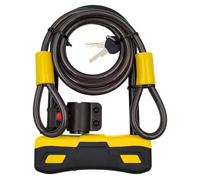 MVTEK Candado de arco con cable. Candado antirrobo para bicicleta de acero 165 x 245 mm y cable 170 cm. Candado bicicleta. Cadena bicicleta antirrobo con llave. Anticorrosión. Accesorios bici negro.