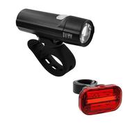MVTEK Kit de luz Delantera y Trasera, Luces de Bicicleta a batería, Faro Delantero y luz Trasera, Compacto y Ligero, luz Delantera Blanca, luz Trasera de 15 Chips Rojos