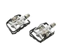MVTEK Pedales Dual FUNCTION. Pedales de bicicleta de aluminio y acero negro/plata. Pedal mtb con enganche SPD y eje de CR-Mo sobre rodamientos. Pedales bici mtb y road 108 x 66 x 28 mm. Pedal ciclismo