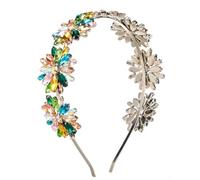 MVUYO FMURY - Bandas para el cabello con diamantes de imitación para mujer, aleación resistente, flores coloridas, accesorios para el cabello