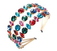 MVUYO FMURY - Bandas para el cabello de aleación de tres capas con diamantes coloridos llenos de diamantes