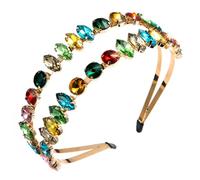MVUYO FMURY - Bandas para el pelo con diamantes de imitación coloridos para mujer, de aleación, borde ancho, superbrillantes, accesorios para el cabello para fiestas