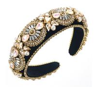 MVUYO FMURY - Bandas para el pelo, estilo barroco, resistentes, con diamantes bordados, accesorios para el cabello (C)