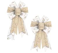 MWAHJU 10 Lazos navideños for Corona, Color Beige y Blanco, con Forma de Copo Nieve Alegre, Hechos a Mano, for Decorar la Parte Superior del árbol Navidad Puerta Principal para DecoracióN