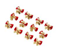 MWAHJU Juego de 12 Lazos navideños con cascabeles, Estilo Vintage arpillera, for árbol, Regalos, envoltorios y decoración para DecoracióN(Red Knot Gold Leaf)