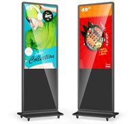 MWE 49 Pulgadas Pantalla Publicidad con 4 Ruedas, Señalización Digital, LCD Monitor Vertical, Sistema Android, Adecuado para Tienda, Restaurante, Centro Comercial, Negro