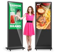 MWE 49 Pulgadas Pantalla Publicidad Tactil con 4 Ruedas, Señalización Digital, LCD Monitor Vertical, Sistema Android, Adecuado para Tienda, Restaurante, Centro Comercial, Negro