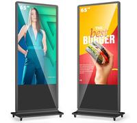 MWE 65 Pulgadas 4K Pantalla Publicidad con 4 Ruedas, Señalización Digital, LCD Monitor Vertical, Sistema Android, Adecuado para Tienda, Restaurante, Centro Comercial, Negro