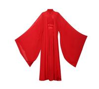MWENGUALJ Estilo Hanfu: Roba de cuello cruzado rojo con mangas fluyentes para baile, cosplay y eventos culturales (conjunto de túnica y falda)