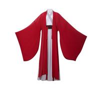 MWENGUALJ Estilo Hanfu: Roba de cuello cruzado rojo con mangas fluyentes para baile, cosplay y eventos culturales (conjunto de túnica y falda)