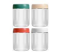 Mwkbbn Overnight - Tarros de vidrio para avena, organizador hermético de 450 ml, recipientes de almacenamiento de ancha, para frutas, verduras, salsa, aperitivos, pudín de chía, cereales, yogur
