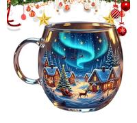 Mwkbbn Taza de Navidad, taza de viajes navideñas, cerámica pintada, diseño pintado a mano, cerámica resistente, 1x, para viajar invierno cafetería de cumpleaños para la casa de la casa del alma