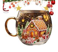 Mwkbbn Taza de Navidad, taza de viajes navideñas, cerámica pintada, diseño pintado a mano, cerámica resistente, 1x, para viajar invierno cafetería de cumpleaños para la casa de la casa del alma