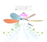 Mwkbbn Ventilador de techo LED con luces, ventilador de techo inteligente, lámpara de silencio, lámpara extraíble, luz negativa, 52x18.5cm, para niños, niños, niñas, habitación