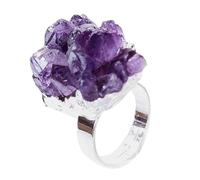 Mwkbbn Women's Statement Rings, Adjustable Amethyst Ring, Raw Amethyst Crystal Jewelry, Women's Amethyst Ring, Statement Jewelry Ring Raw Amethyst Ring For Family Friends Colleagues