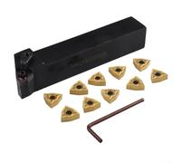 MWLNR2525M08 - Soporte para cincel giratorio (25 mm, incluye 10 plaquitas de carburo WNMG080408, para acero y hierro fundido, longitud total de 150 mm)