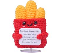 Mwmoeen Mini divertidos regalos de patata positiva, hecho a mano de apoyo emocional patatas tejidas con tarjeta frontal French Fries Escritorio Decoración