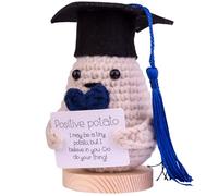 Mwmoeen Muñeca de patata positiva para coche, lana de punto creativa de bolsillo, regalo de motivación positiva con sombrero de doctor, regalo en exámenes, graduación para regalos de novia (F4)