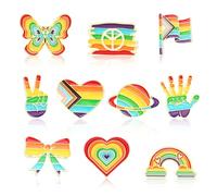 MWOOT 10 Piezas Alfiler Arco Lris,Orgullo Arcoíris Broches,LGBT Gay Rainbow Pin,LGBTQ Pride Botón Accesorios para Ropa Bolsas Mochilas Decoraciones