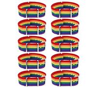 MWOOT 10 Piezas Pulsera Orgullo LGBTQ, Celebraciones del Orgullo, Pulseras de Arco Iris, Ajustable Pulsera de Amistad, Mes del Orgullo Suministros de Accesorios, Unisex Vistoso Pulsera