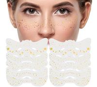 MWOOT 12 Hojas Pegatinas Tatuaje Pecas Brillos, Dorados Pegatinas Tatuaje Temporal Cara, Pegatinas Maquillaje Faciales Impermeable para Halloween Carnaval Música Festivales Mascarada Fiesta