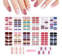 MWOOT 14 Hojas Colorful Pegatinas Uñas, Nail Stickers Decoraciones para Nails, Nails Art Accesorios Nail Strips Wrap, Self-Adhesivas Pegatinas Uñas para Mujer Women Cute Fingernail Decorations