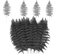 MWOOT 16 Piezas Hojas Artificiales de Navidad con Purpurina, Hoja de Arbusto de Helecho Negro, Tallos de Hojas Falsas para DIY Manualidades Guirnalda Árbol de Navidad Mesa Decoración del Hogar Jardín