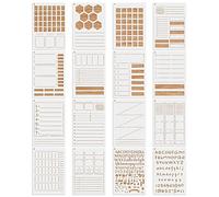 MWOOT 16 Piezas Journal Stencils Diario Plantillas Pintura, Reutilizable Planificador Journal Template Kit, DIY Letras Dibujo Plantillas para Pintar Scrapbooking Calendario Decoración (14.8x21CM)