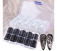 Mwoot (2 Caja / 20pcs) Nail Art Foil, Holográfico Nail Stickers Tips Wraps Foil Transfer Sticker Glitters Kit de decoración para manicura Acrílico DIY Decoración