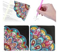 MWOOT 2 Piezas Marcapáginas Esquina Pintura Diamantes Mandala DIY, Imitación Clips Libro Pintura por Números, Diamond Art Painting Corner Bookmark,Marcadores Diamante Triangular para Regalos Cuadernos