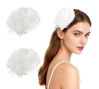 MWOOT 2 Pinzas para el Cabello Pluma Blanca, Adorno Cabeza Pluma Cisne, Accesorios para el Cabello Ballet para Mujeres, Horquillas con strass para Boda, Compromiso, Halloween, Carnaval, Fiesta Cosplay