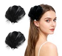 MWOOT 2 Pinzas para el Cabello Pluma Negra, Adorno Cabeza Pluma Cisne, Accesorios para el Cabello Ballet para Mujeres, Horquillas con strass para Boda, Compromiso, Halloween, Carnaval, Fiesta Cosplay