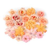 MWOOT 20 Piezas Cabezas de Flores Artificiales, Mixtos Flores Falsas Decoracion, Rosa Peonía para Manualidades, Pequeñas Flores Falsas para DIY Corona Ramos de Boda Fiesta Hogar(Naranja)