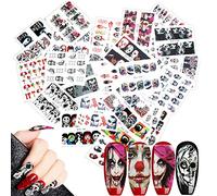 Mwoot 25 Hojas Halloween Pegatinas Uñas, 3D Pegatina Decoracion para las Uñas Decal DIY Etiqueta Decoración Arte Adhesivos