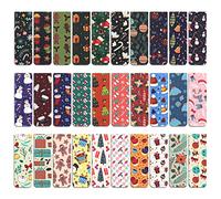 MWOOT 30 Piezas Marcadores Magnéticos, Christmas Magnetic Bookmarks, Lindo Navidad Marcapáginas Clip de Página con Patrón Muñeco Nieve Santa para Estudiantes Lectura Papelería(30 Estilo, 6x2CM)