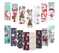 MWOOT 30 Piezas Marcadores Magnéticos, Christmas Magnetic Bookmarks, Lindo Navidad Marcapáginas Clip de Página con Patrón Muñeco Nieve Santa para Estudiantes Lectura Papelería(15 Estilo, 6x2CM)