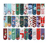 MWOOT 30 Piezas Navidad Marcadores de Libro Magnéticos,Christmas Magnetic Bookmarks Set,Marcapáginas Clip de Página para Estudiantes lectura(2x6cm,30 Estilos)